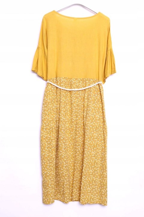 ITALY sukienka OVERSIZE len bawełna LONG 50/52/54