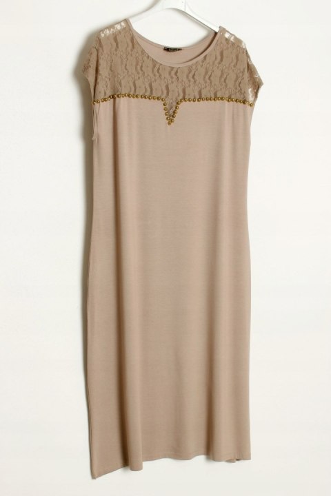 SUKIENKA BEŻOWA jersej WAKACYJNA r 44/46