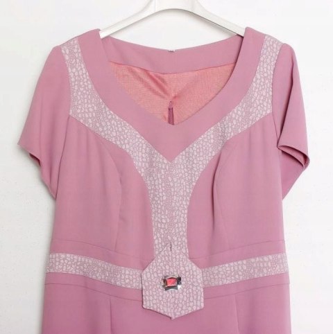 SUKIENKA koktajlowa PUDROWY RÓŻ r 46/48