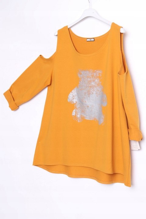 TUNIKA odkryte ramiona OVERSIZE miodowa MIŚ 44/46