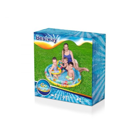 Basen Dmuchany 3w1 dla dzieci 122x20cm Morski BESTWAY + Kółko do pływania + Piłka plażowa