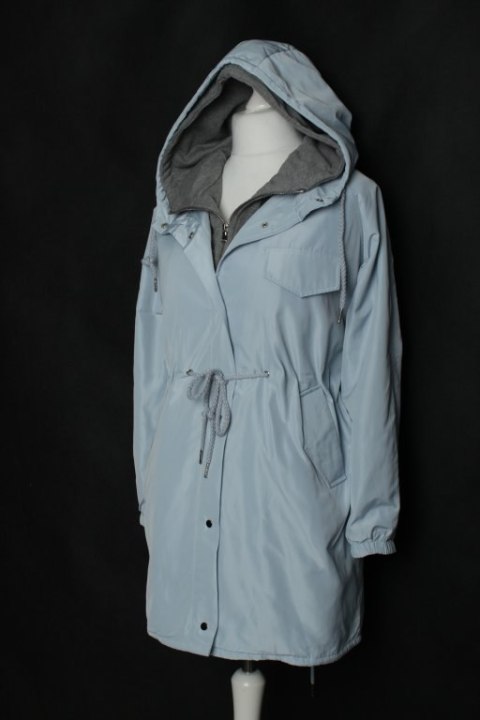 PŁASZCZ PARKA oversize BŁĘKITNA 38/40