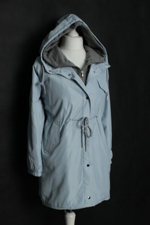 PŁASZCZ PARKA oversize BŁĘKITNA 38/40