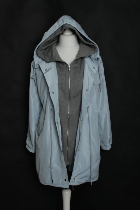 PŁASZCZ PARKA oversize BŁĘKITNA 38/40