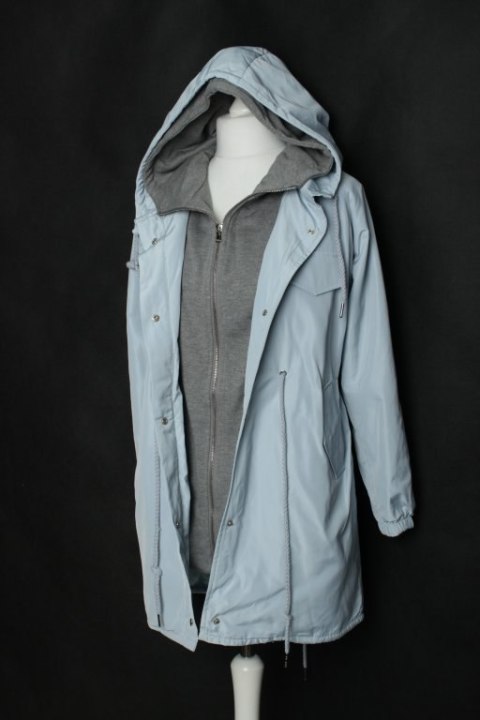 PŁASZCZ PARKA oversize BŁĘKITNA 38/40