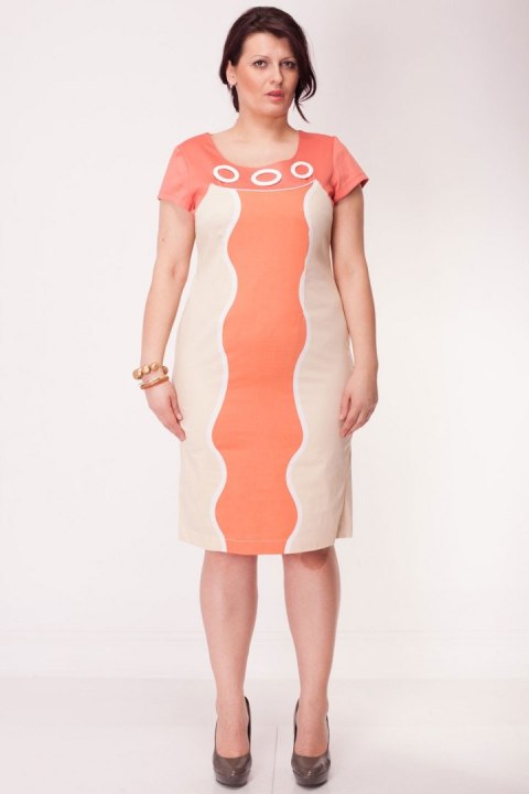 SUKIENKA OŁÓWKOWA elegancka KORALOWA kobieca 44/46