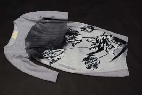 TUNIKA SUKIENKA ciekawy nadruk MELANŻ 40/42 PaniXL