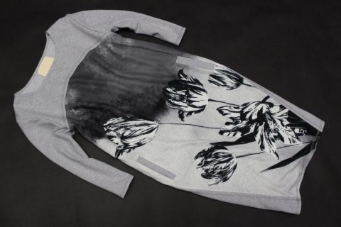 TUNIKA SUKIENKA ciekawy nadruk MELANŻ 40/42 PaniXL