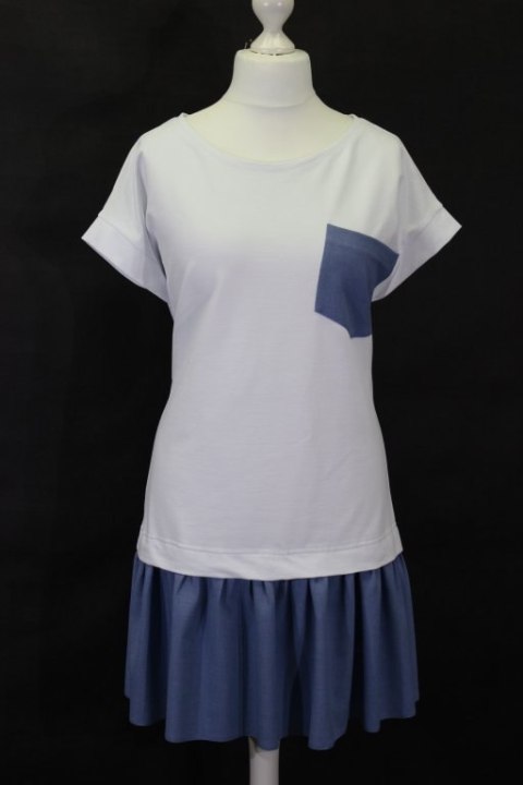 TUNIKO SUKIENKA BIEL BŁĘKIT dziewczęca 42/44/46