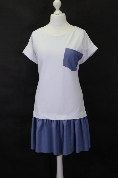 TUNIKO SUKIENKA BIEL BŁĘKIT dziewczęca 42/44/46