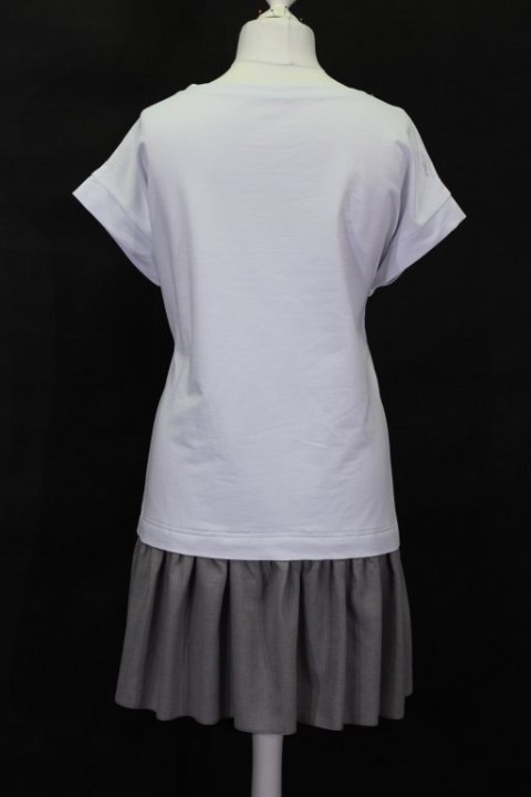 TUNIKO SUKIENKA BIEL SZARA dziewczęca 42/44/46