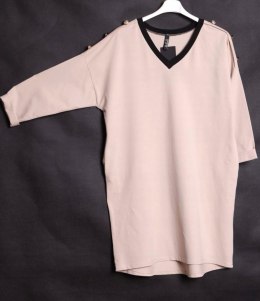 ITALY tunika JERSEY beżowa OVERSIZE 44/46