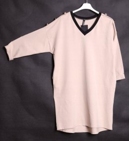 ITALY tunika JERSEY beżowa OVERSIZE 44/46