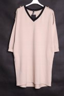 ITALY tunika JERSEY beżowa OVERSIZE 44/46