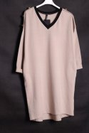ITALY tunika JERSEY beżowa OVERSIZE 44/46
