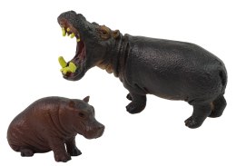 Zestaw 2 Figurek Hipopotam z Młodym Zwierzęta Świata