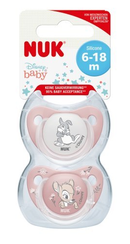 NUK 176008 Smoczek uspokajający silikonowy 6-18m DISNEY BAMBI 2szt