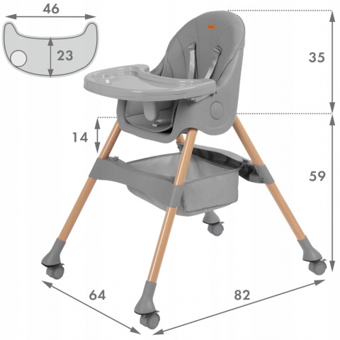 KARIMI Kidwell Krzesełko do karmienia 2w1 - Gray