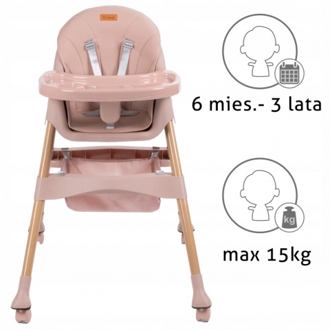 KARIMI Kidwell Krzesełko do karmienia 2w1 - Pink