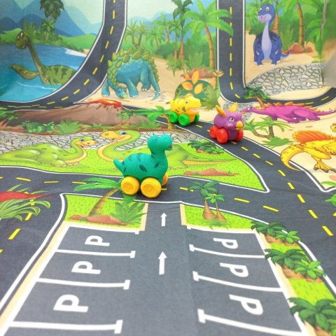 WOOPIE BABY Mata Droga dla Samochodzików Zestaw Dinozaury Auta + Znaki Drogowe