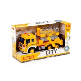 Polesie 89762 Samochód ciężarowy CITY z podnośnikiem światło, dźwięk, żółty