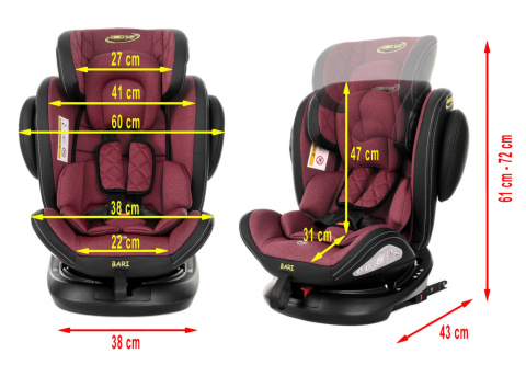 BARI Summer Baby 0-36kg fotelik obrotowy 360° - Red