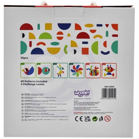 WOOPIE GREEN Drewniana Układanka Montessori 40 Wzorów do Odtworzenia 55 el. Certyfikat FSC