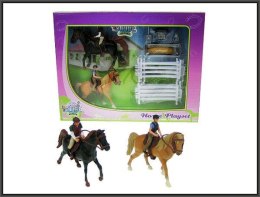 Konie z jeźdźcami i akcesoriami w pudełku