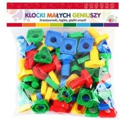 Klocki Małych Geniuszy - Figury geometryczne ze śrubkami 50 elementów 116365