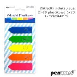 Zakładki indeksujące ZI-20 plast. 12mmx44mm 5x20