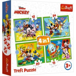 Puzzle 4w1 Wśród przyjaciół. Myszka Miki. Mickey Mouse Funhouse 34616 Trefl