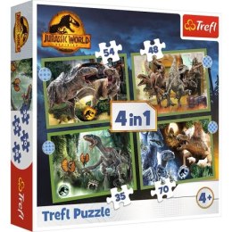 Puzzle 4w1 Groźne dinozaury / Uniwersal Jurassic World 34607 Trefl