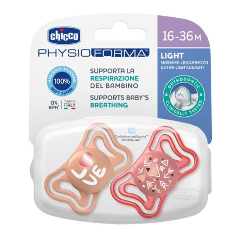 CHICCO 00071039110000 Smoczek PHYSIO LIGHT 16-36M sil 2 szt róż