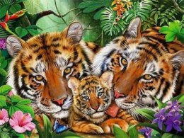 Diamentowa mozaika Rodzina tygrysów 60666