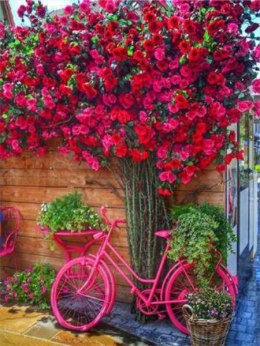 Diamentowa mozaika Róże i różowy rower 60219