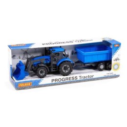 Polesie 91833 Traktor + ładowarka Progress niebieski z przyczepą