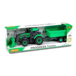Polesie 91840 Traktor+ładowarka Progres zielony z przyczepą