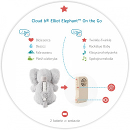 Cloud b® Elliot Elephant™ On The Go - Szumiący Słonik z pozytywką
