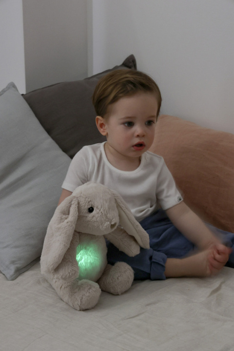 Cloud b® Love Light Buddies Billy Bunny™ - Szumiący Królik z czujnikiem ruchu i pozytywką