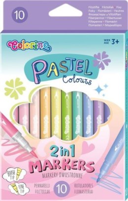 Flamastry dwustronne 10 kolorów pastel Colorino Kids