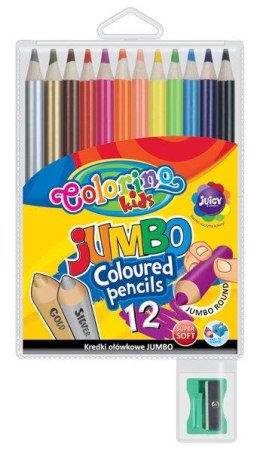 Kredki ołówkowe okrągłe Jumbo 12 kol + tem. Colorino Kids