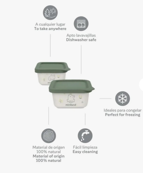 Miniland Pojemniki hermetyczne ECO-friendly 2x400 ml - Żabka