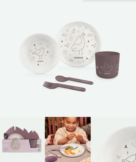 Miniland Zestaw stołowy 5-częściowy ECO-friendly - Pisklę