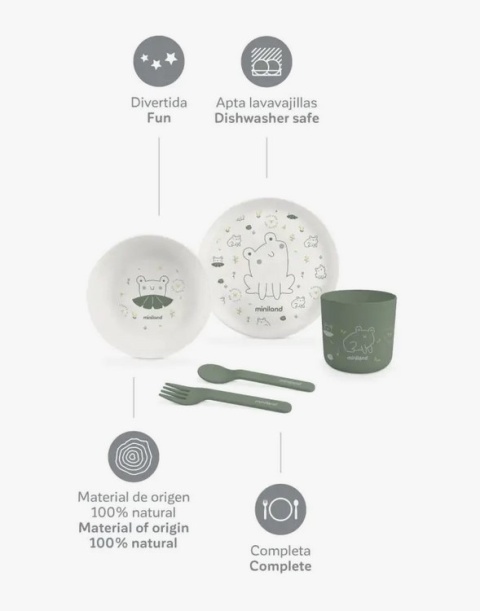 Miniland Zestaw stołowy 5-częściowy ECO-friendly - Żabka