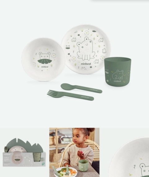 Miniland Zestaw stołowy 5-częściowy ECO-friendly - Żabka