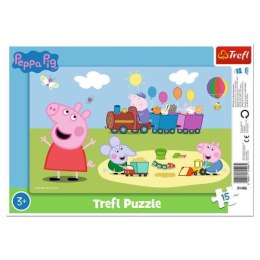 Puzzle ramkowe 15el Wesoły pociąg Peppa Pig 31406 Trefl