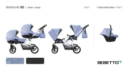 Bebetto 42 New wózek dla bliźniąt 3w1 , bliźniaczy , podwójny - 2x gondola 2x siedzisko 2x fotelik Ramatti 0-13kg 02