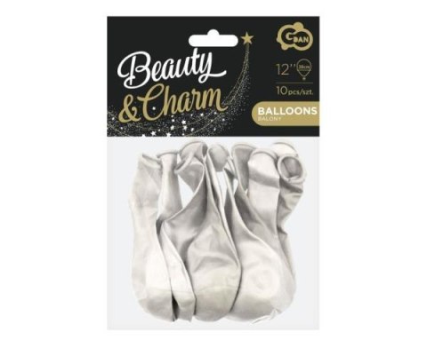 Balony Beauty&Charm metaliki białe 12"/10szt CB-1MBI