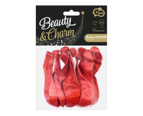 Balony Beauty&Charm, metaliki czerwone 12"/ 10 szt. CB-1MCW