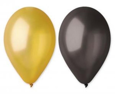 Balony GM90 metal 10" - złote i czarne 50szt. GM90/39-65